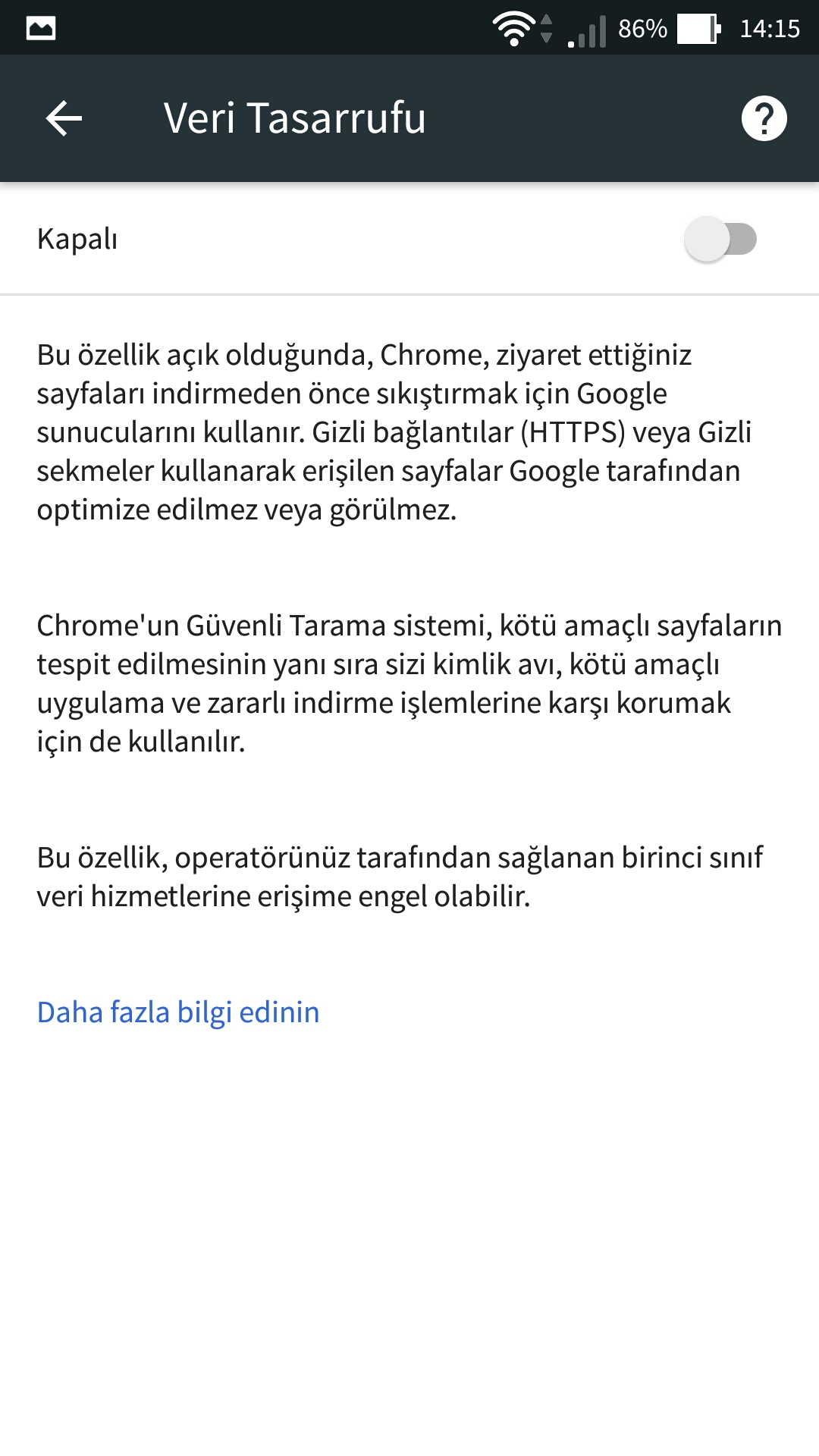 Chrome internet tasarrufu