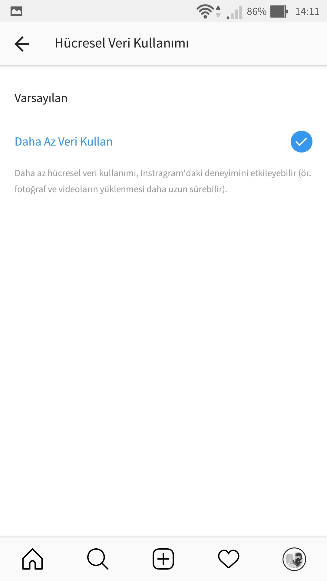 İnstagram veri tasarrufu