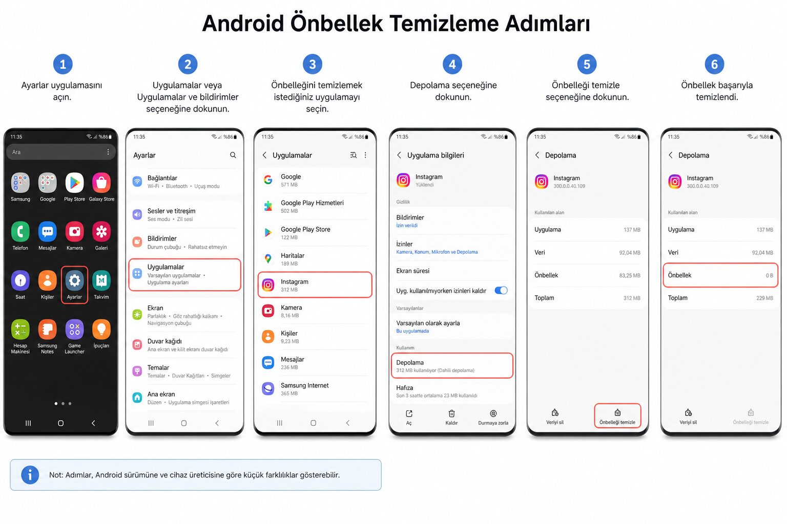Önbellek temizleme adımı