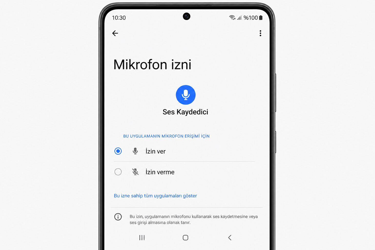 Mikrofon izin ayarları