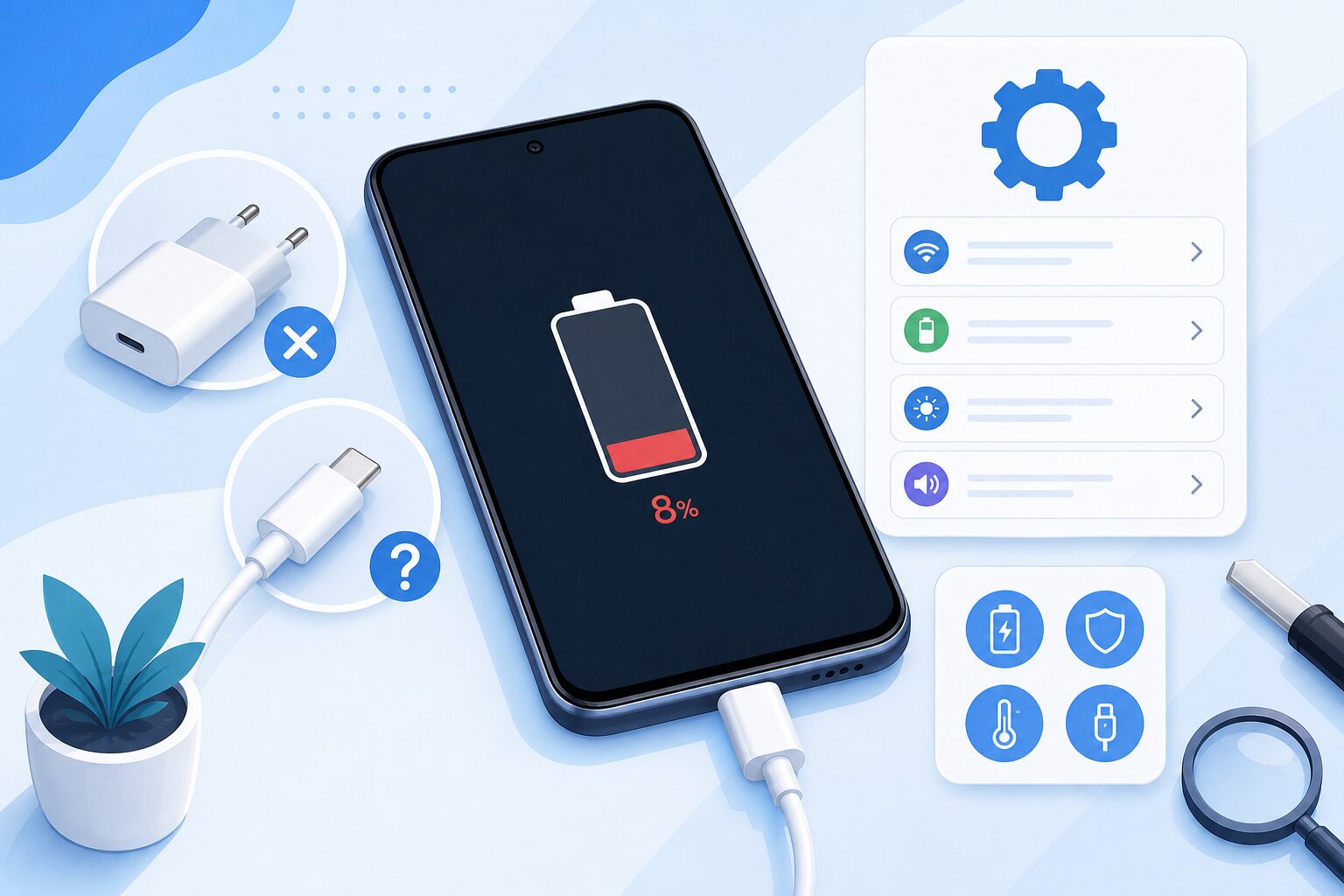 Android Telefonda Şarj Olmuyor: Kablo Bağlı Ama Yüzde Artmıyor (2026)