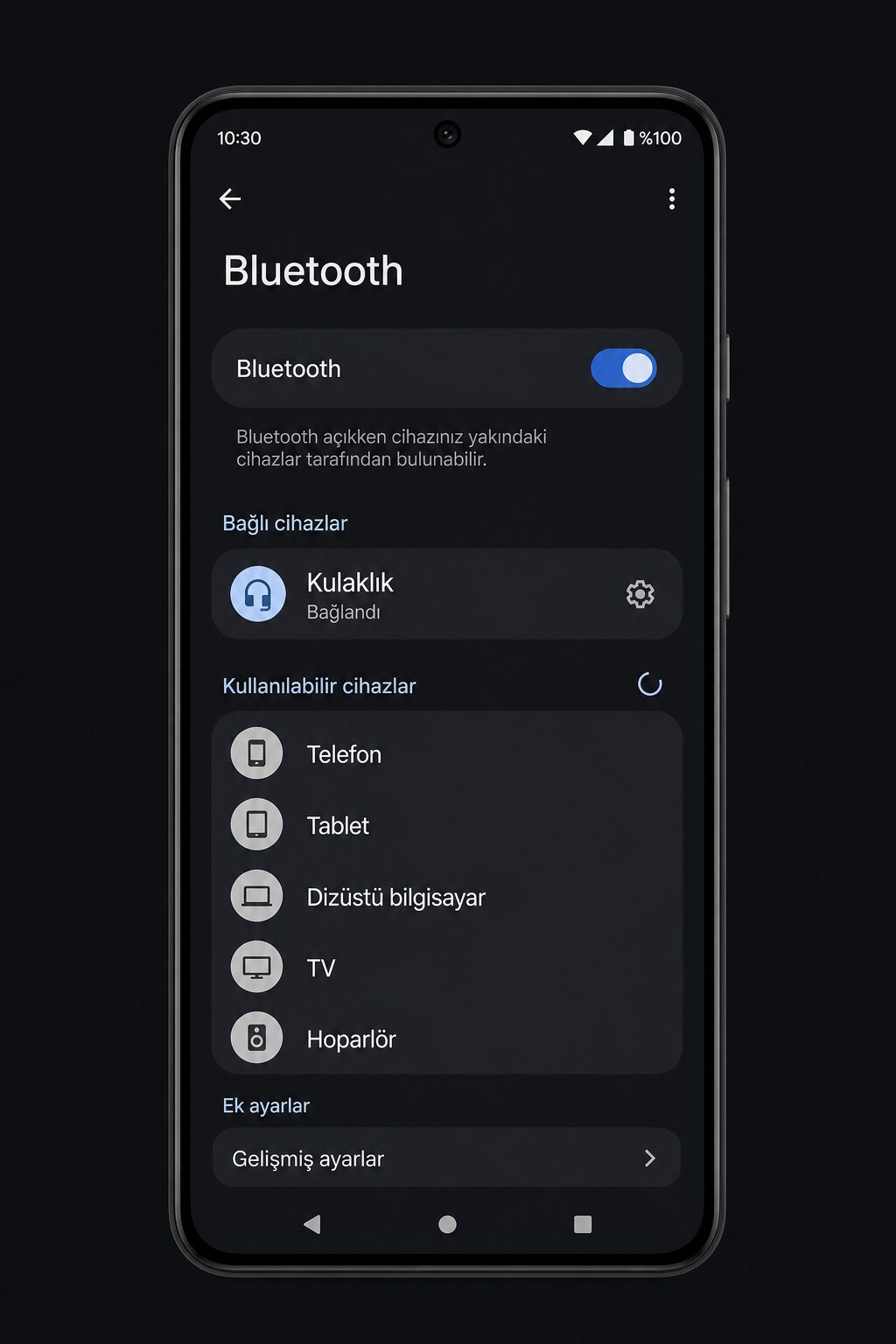 Bluetooth ayarlar ekranı
