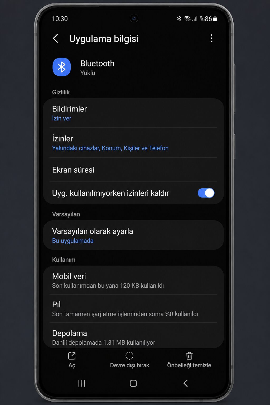 Bluetooth önbellek temizliği